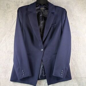 Pendleton Woolen Mills Navy Virgin Wool Single Button Blazer Jacket Size 8